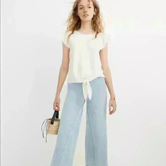 Madewell Women’s Tie-Front Marin Sweater Tee Small NWT - Picture 1 of 6